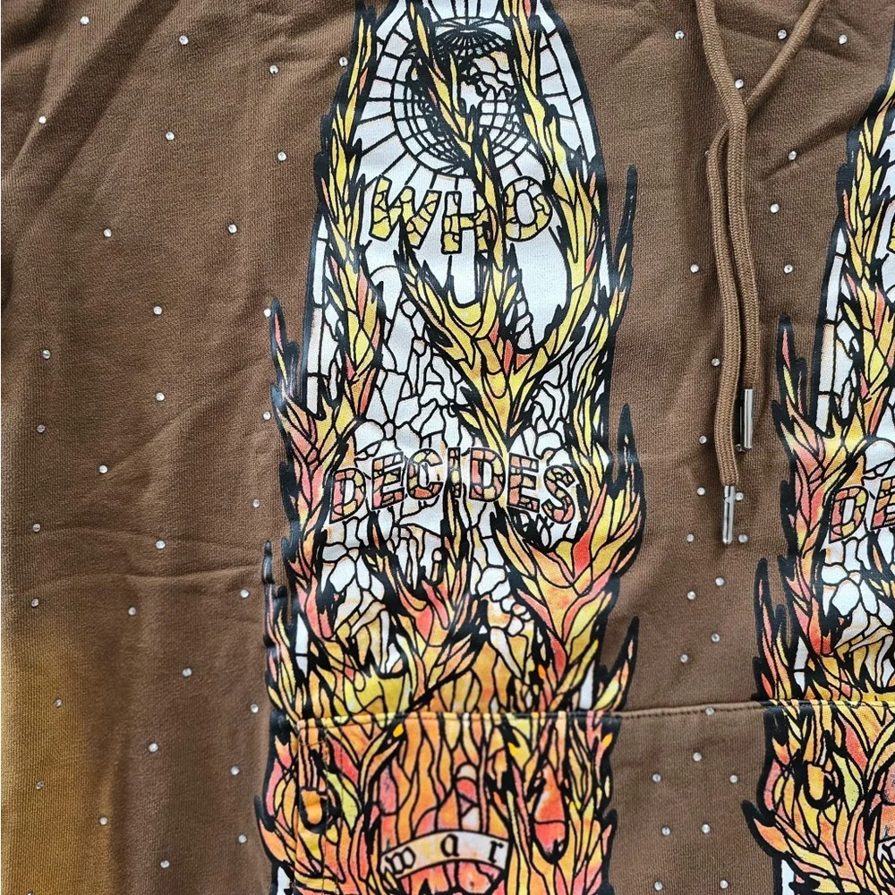 Who Decides War Men’s Flame Graphic Hoodie - Picture 4 of 9
